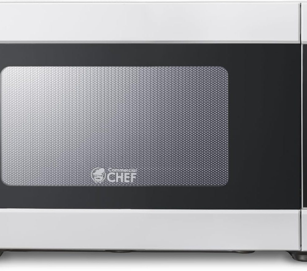 Commercial CHEF CHM990W 900 Watt Counter Top Microwave Oven, 0.9 Cubic Feet, White Cabinet