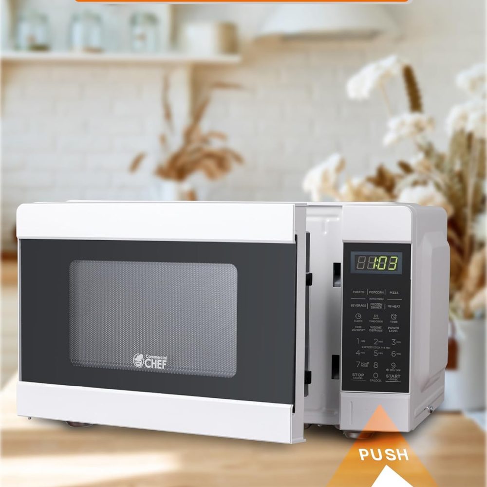 Commercial CHEF CHM990W 900 Watt Counter Top Microwave Oven, 0.9 Cubic Feet, White Cabinet - Image 5