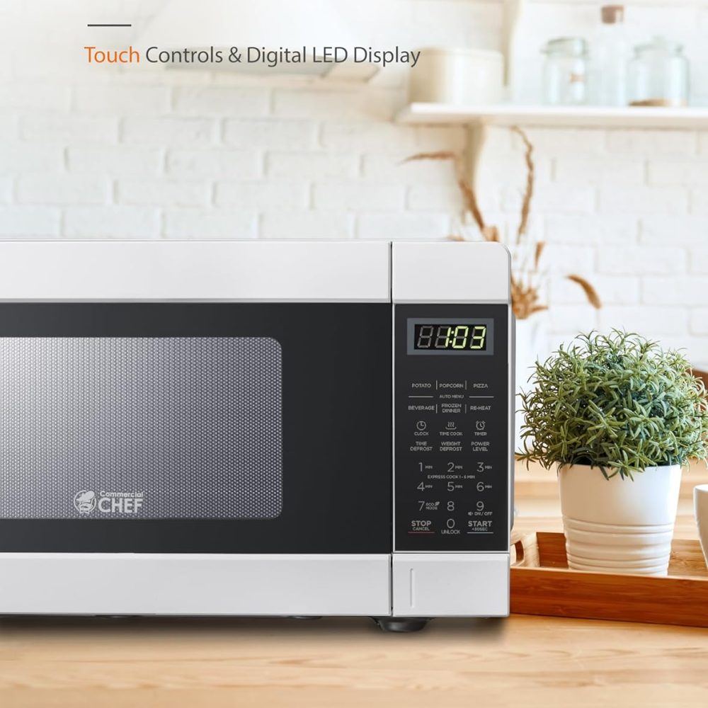 Commercial CHEF CHM990W 900 Watt Counter Top Microwave Oven, 0.9 Cubic Feet, White Cabinet - Image 6