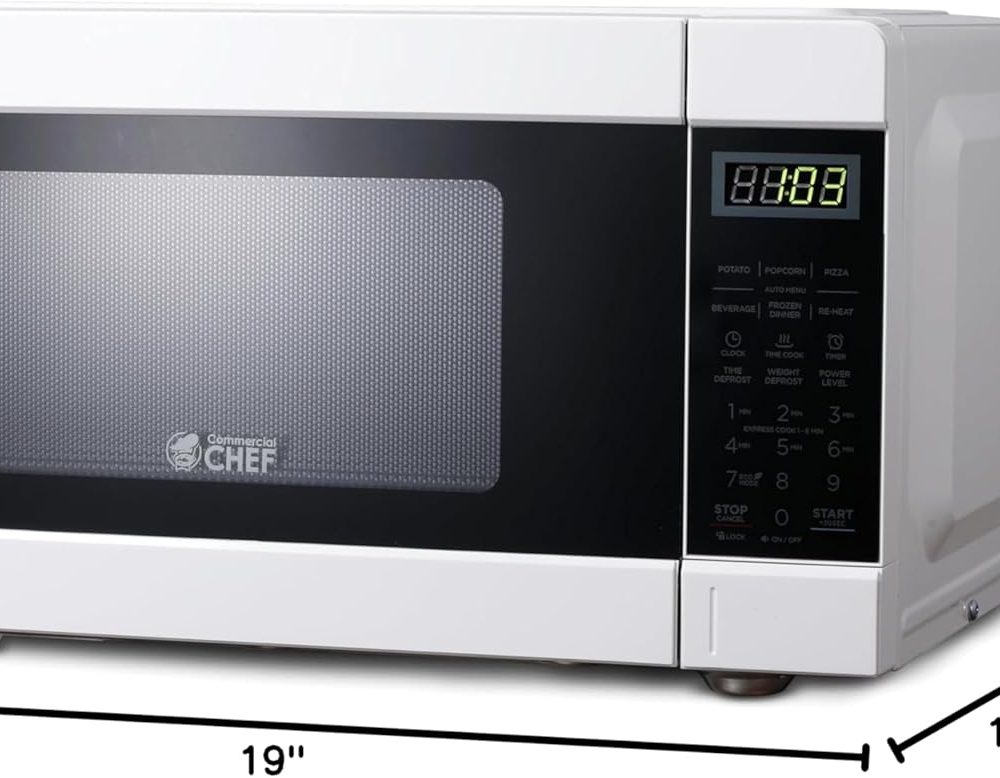 Commercial CHEF CHM990W 900 Watt Counter Top Microwave Oven, 0.9 Cubic Feet, White Cabinet - Image 8