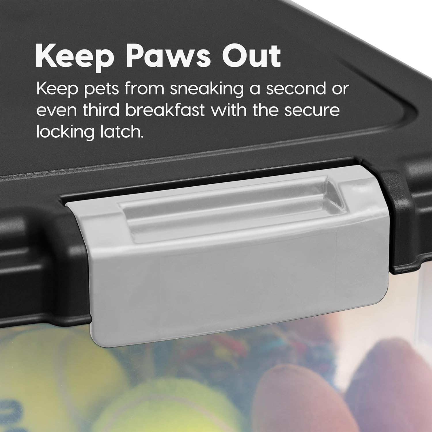 IRIS USA Dog Food Storage Container, 30 lbs & 11 lbs Combo, Cat Food Storage Container, Dog Treat Container, Airtight, Stackable, 2-Cup Scoop, Wheels, Easy Mobility, Black - Image 5