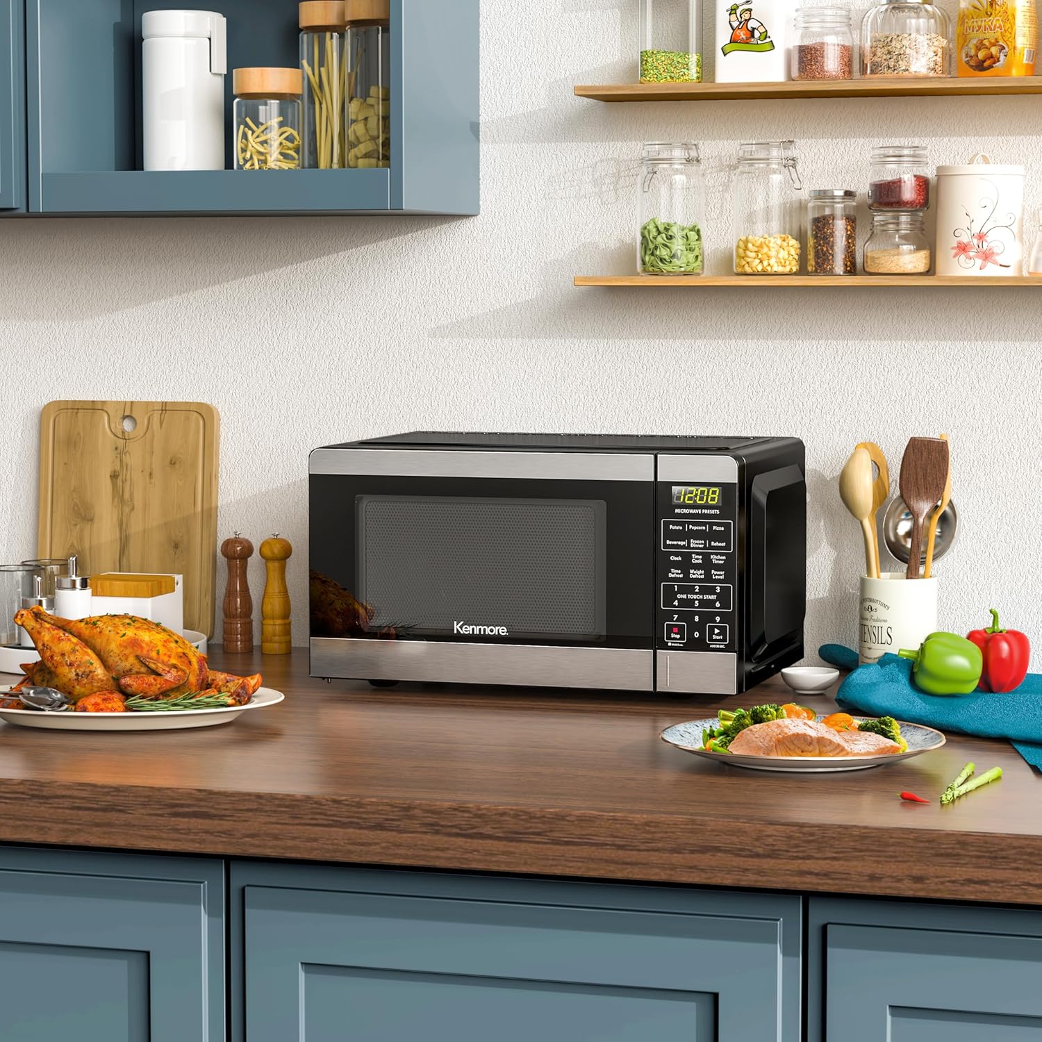 Kenmore KMCMWP09S2-09 Countertop Microwave 6 Auto-Preset Menus, Child Lock, Defrost & Express Cooking Features, 900 Watt, 0.9 Cu Ft, Stainless Steel - Image 7