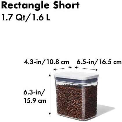 OXO Good Grips POP Container – Airtight 1.7 Qt for Coffee and More Food Storage, Rectangle, Clear - Image 3