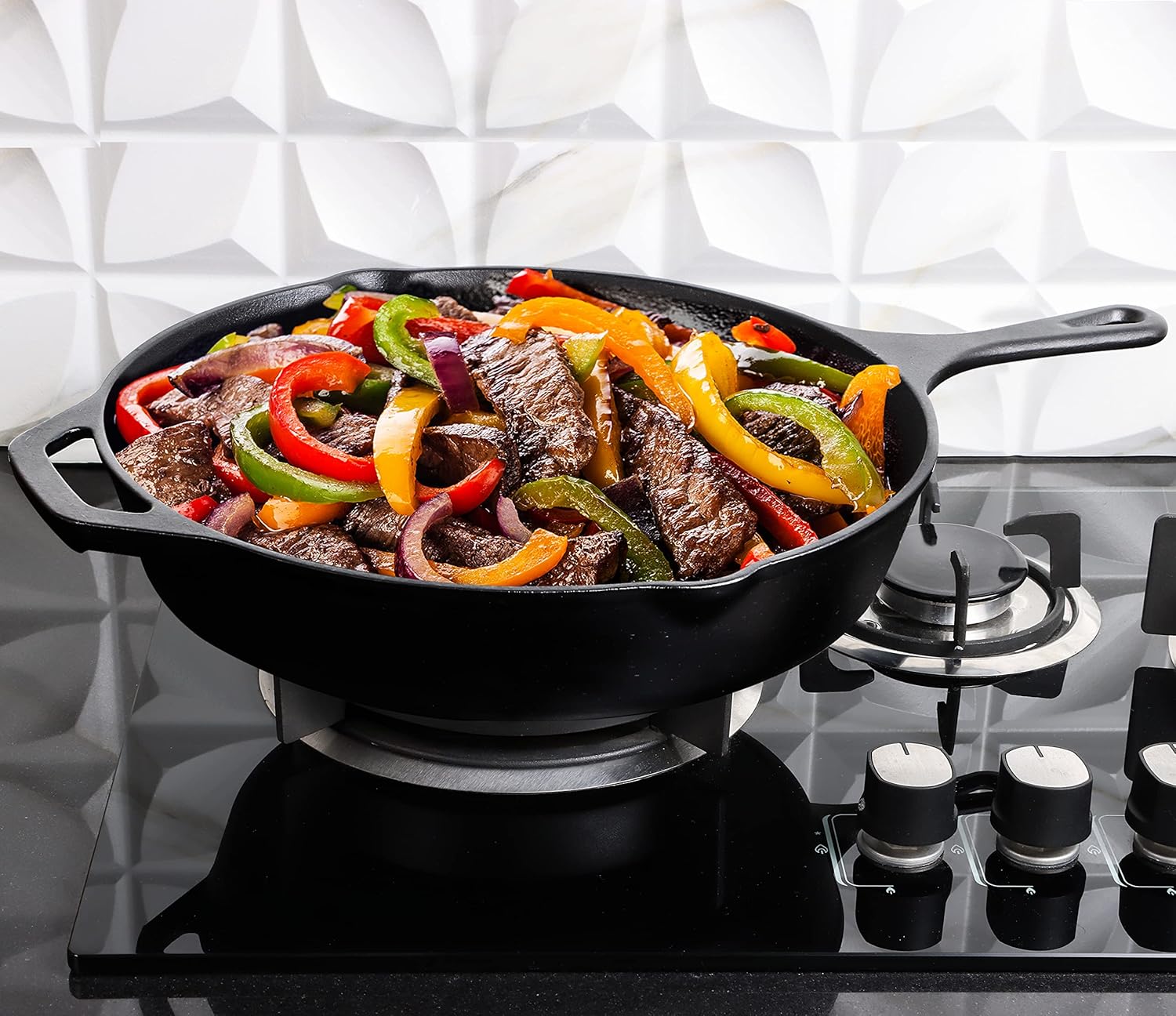 Utopia Kitchen Cast Iron Frying Pan 12 Inch, Cast Iron Chefs Pan, Pre Seasoned Skillet, Safe Grill Cookware for Indoor & Outdoor Use, Black - Image 3